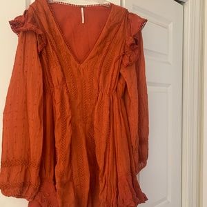 Orange Long Sleeve Free People Dress